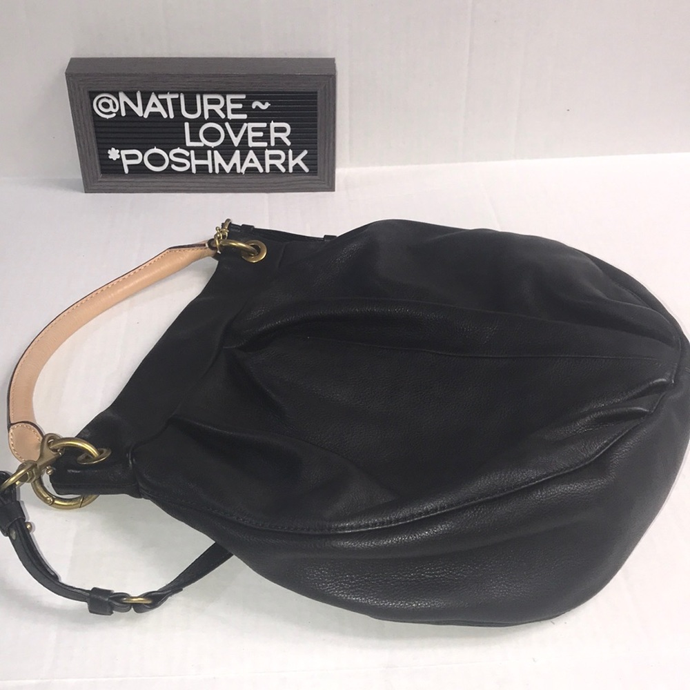 J Crew black leather hobo bag with Crossbody strap